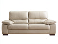 Divano lineare - Pelle-Legno - 235 x 95 x 90 cm - Beige-Marrone - Stile moderno