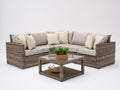 Divani da esterno - Rattan sintetico PE-Tessuto - 242x242x76 cm - Marrone tortora-Beige chiaro - Design contemporaneo