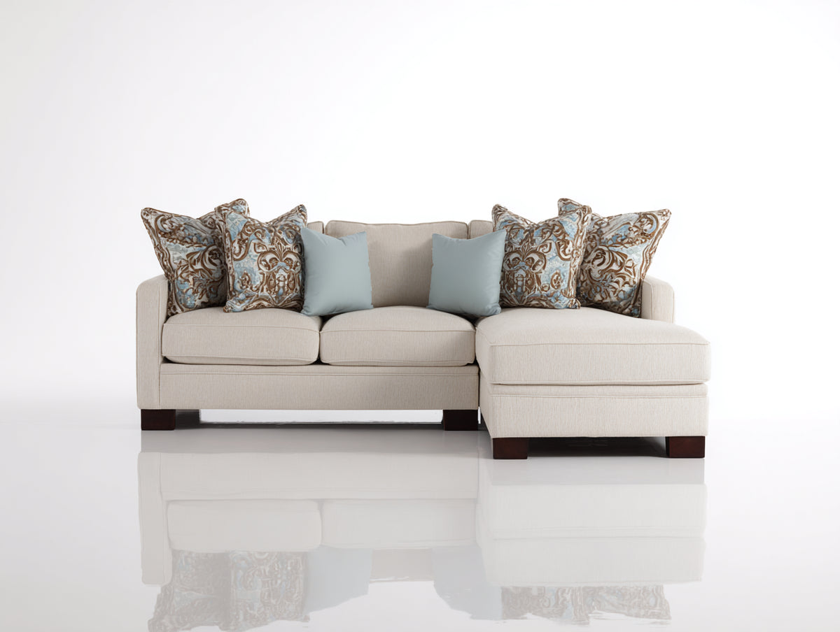 Divano angolare - Tessuto - 270 x 170 x 85 cm - Beige chiaro - Stile moderno