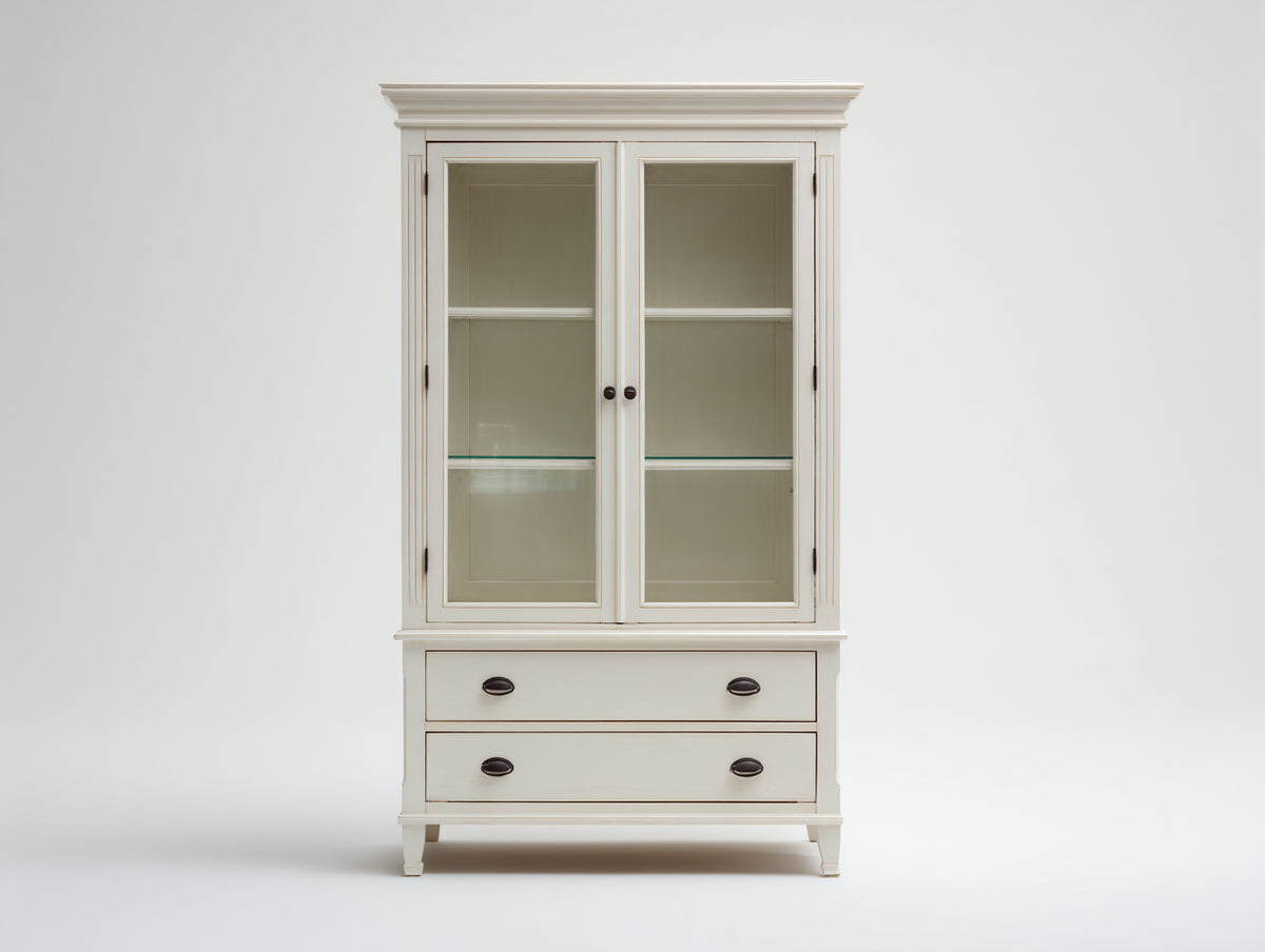 Vetrina - Legno-vetro - 100 x 42 x 180 cm - Bianco - Stile classico semplice
