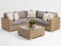 Divani da esterno - Rattan sintetico PE-Tessuto - 240x240x75 cm - Beige naturale-Tortora - Design contemporaneo