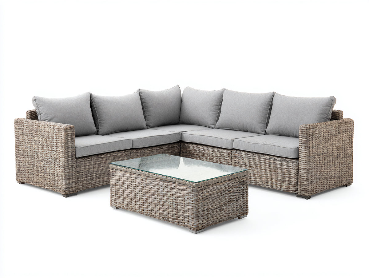 Divani da esterno - Rattan sintetico PE-Tessuto - 238x238x75 cm - Tortora chiaro-Grigio chiaro - Design contemporaneo