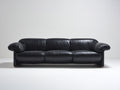 Divano lineare - Pelle-Legno - 260 x 100 x 85 cm - Nero-Marrone - Stile moderno