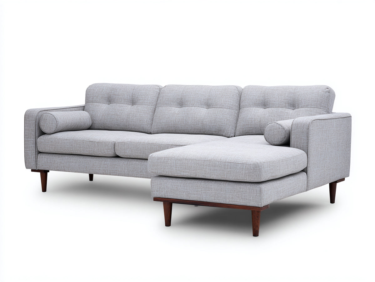 Divano angolare - Tessuto - 280 x 170 x 85 cm - Grigio chiaro - Stile moderno