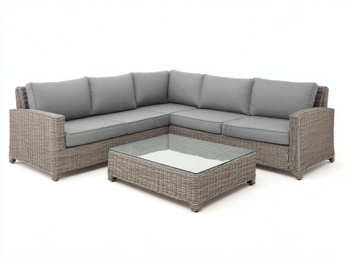 Divani da esterno - Rattan sintetico PE-Tessuto - 238x238x76 cm - Grigio tortora-Grigio chiaro - Design contemporaneo