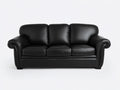 Divano lineare - Pelle-Legno - 235 x 98 x 88 cm - Nero - Stile moderno