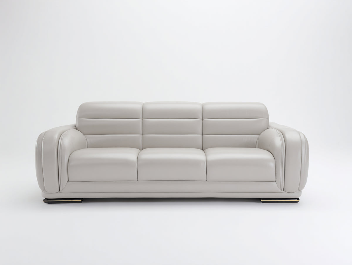 Divano lineare - Pelle - 245 x 98 x 85 cm - Bianco - Stile moderno