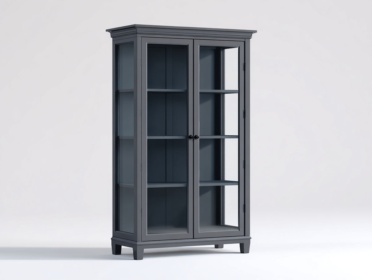 Vetrina - Legno-vetro - 115 x 45 x 195 cm - Grigio scuro - Stile moderno elegante