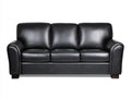 Divano lineare - Pelle-Legno - 220 x 94 x 93 cm - Nero-Marrone - Stile classico contemporaneo