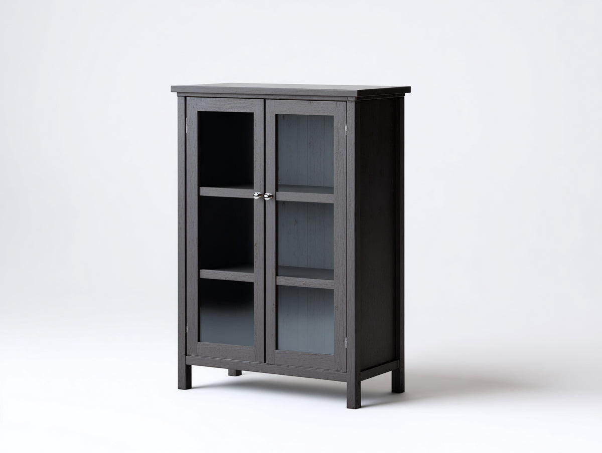 Vetrina - Legno-vetro - 90 x 38 x 160 cm - Grigio scuro - Stile moderno semplice