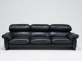 Divano lineare - Pelle-Legno - 255 x 100 x 88 cm - Nero - Stile moderno