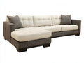 Divano angolare - Tessuto - 300 x 180 x 85 cm - Grigio scuro-Bianco crema - Stile moderno