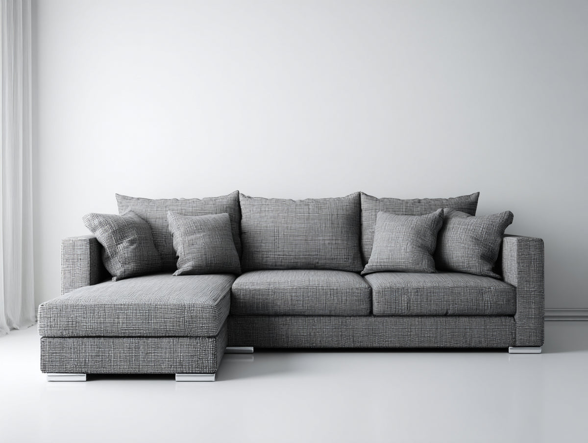 Divano angolare - Tessuto - 300 x 170 x 85 cm - Grigio - Stile moderno