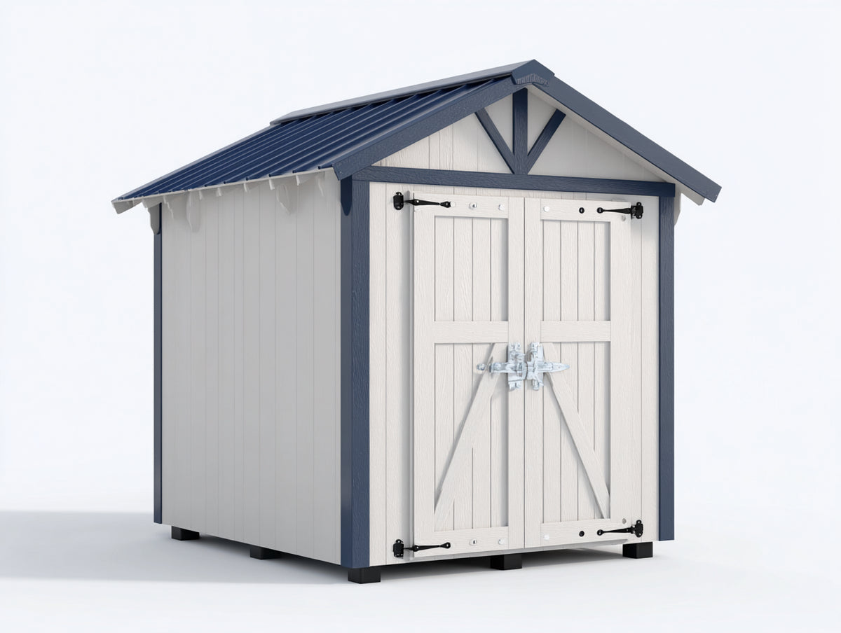 Casetta da giardino - Legno - 190 x 145 x 210 cm - Bianco-Blu scuro - Stile moderno