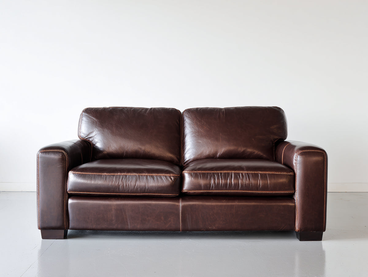 Divano lineare - Pelle - 210 x 95 x 85 cm - Marrone - Stile moderno