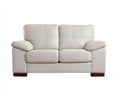 Divano lineare - Pelle-Legno - 200 x 95 x 88 cm - Bianco-Marrone - Stile moderno