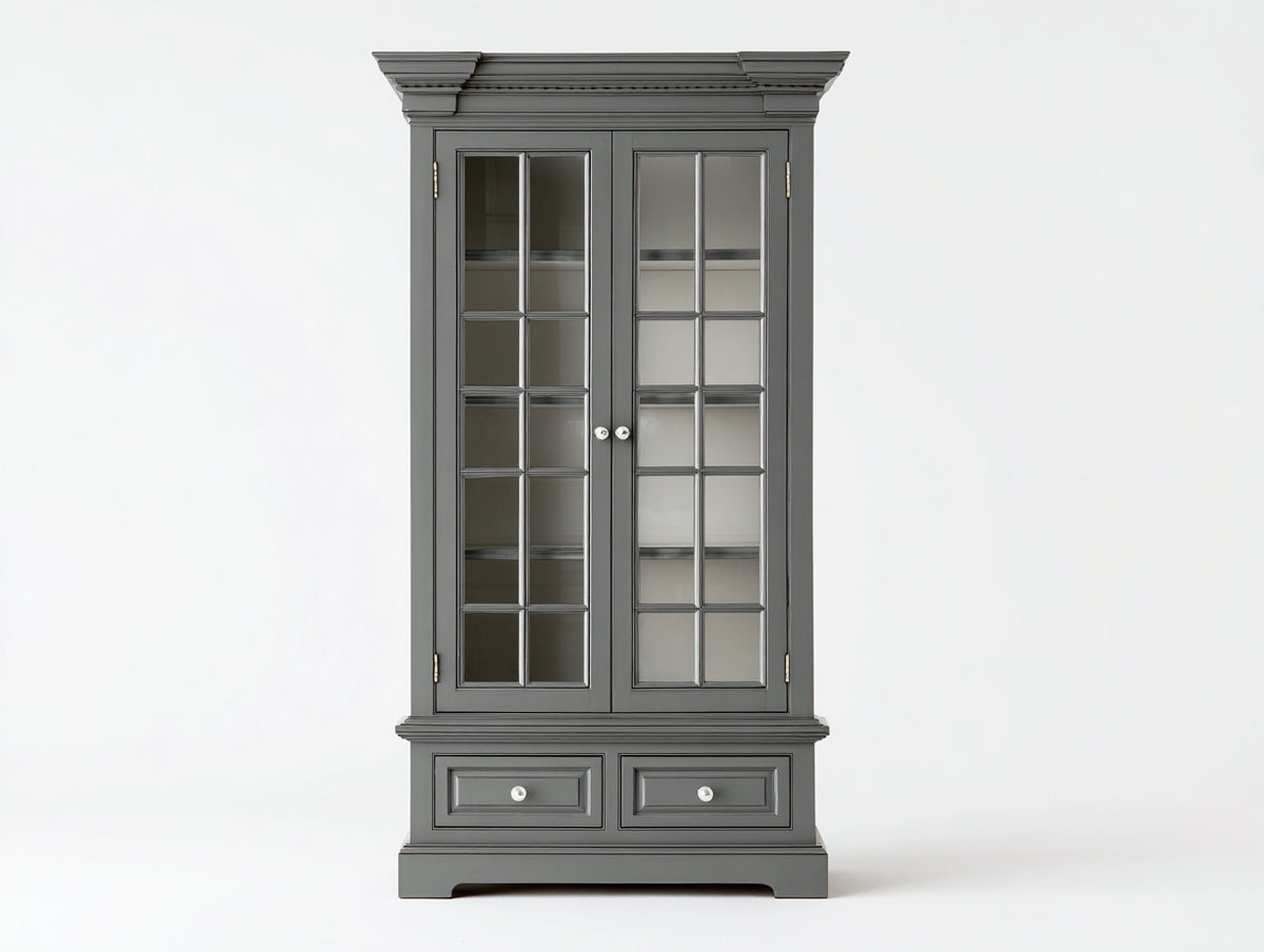 Vetrina - Legno-vetro - 110 x 45 x 200 cm - Grigio scuro - Stile classico moderno