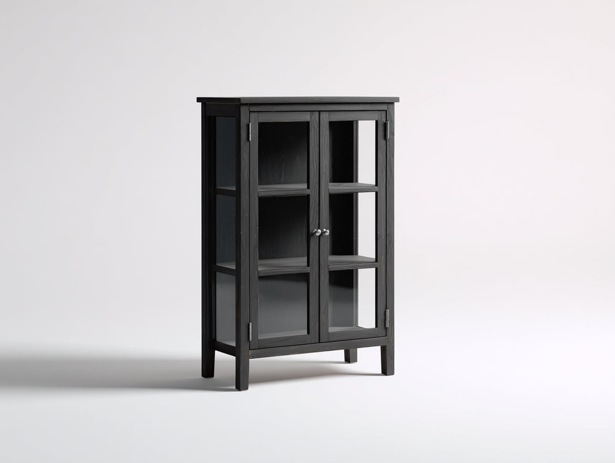 Vetrina - Legno-vetro - 85 x 35 x 150 cm - Grigio scuro - Stile moderno minimalista