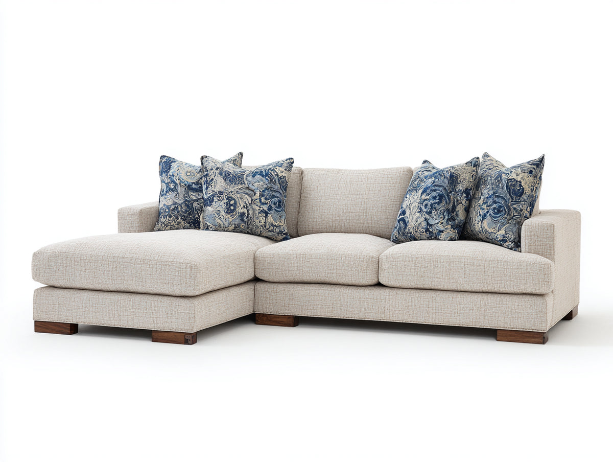 Divano angolare - Tessuto - 290 x 175 x 85 cm - Beige chiaro - Stile moderno