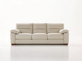 Divano lineare - Pelle-Legno - 230 x 92 x 90 cm - Beige-Marrone - Stile moderno