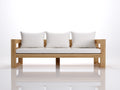Divani da esterno - Legno-Tessuto - 216x82x76 cm - Legno naturale-Bianco - Design minimalista