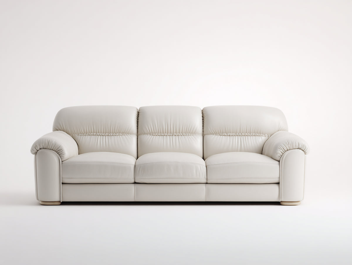 Divano lineare - Pelle - 238 x 96 x 88 cm - Bianco - Stile moderno