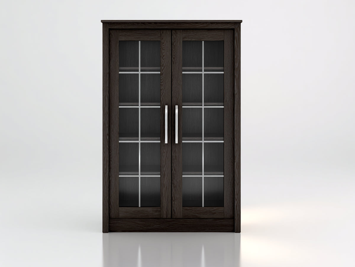 Vetrina - Legno-vetro - 100 x 40 x 180 cm - Marrone scuro - Stile moderno elegante