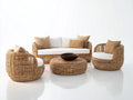 Divani da esterno - Rattan sintetico PE-Tessuto - 178x88x77 cm - Beige naturale-Crema - Stile boho contemporaneo