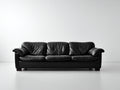 Divano lineare - Pelle-Legno - 240 x 95 x 85 cm - Nero-Marrone - Stile moderno