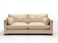 Divano lineare - Pelle-Legno - 230 x 100 x 85 cm - Crema-Marrone - Stile moderno