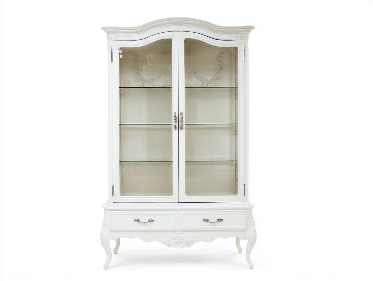 Vetrina - Legno-vetro - 112 x 45 x 190 cm - Bianco - Stile classico