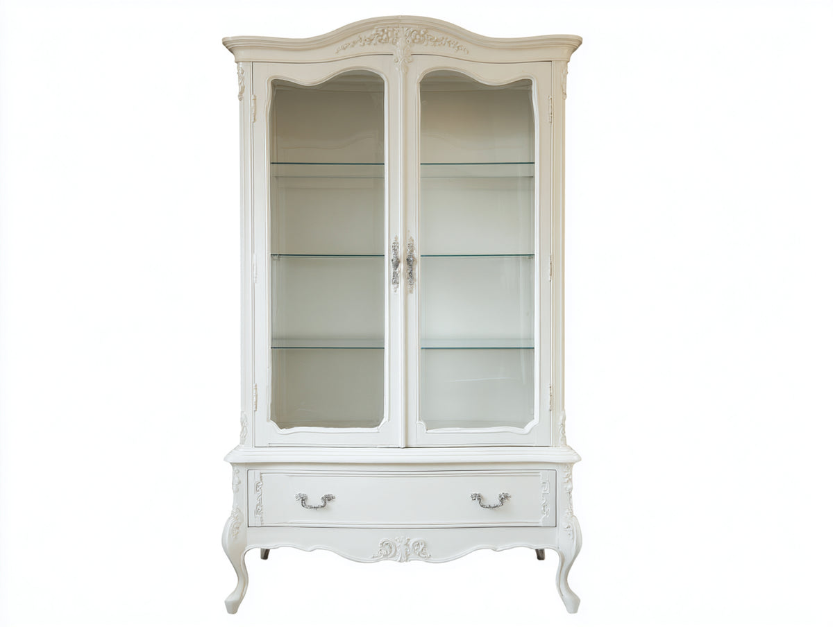 Vetrina - Legno-vetro - 110 x 45 x 190 cm - Bianco - Stile classico decorativo